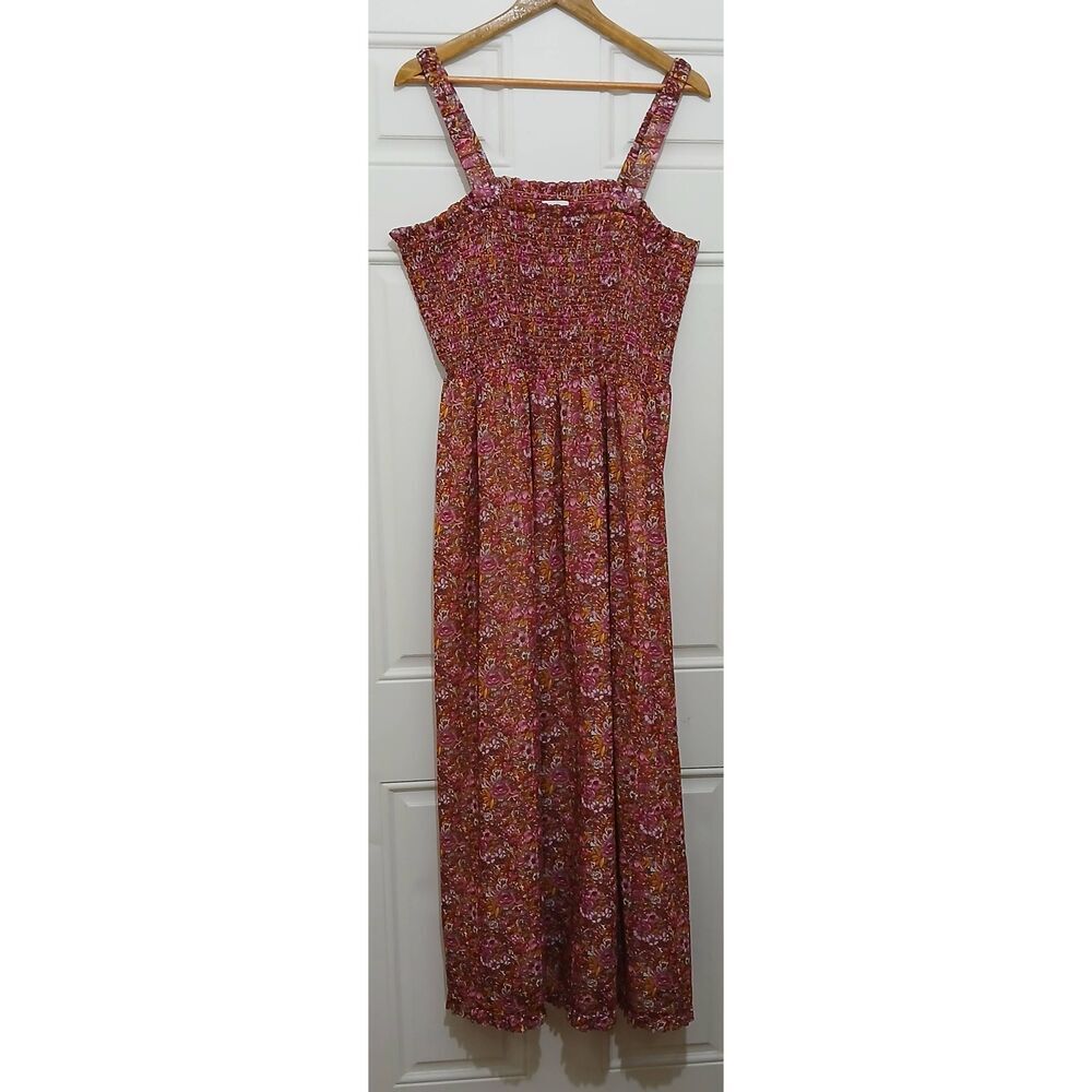The drop women 2xl long maxi dress smocked square neck pink floral empire waist - Picture 2 of 9